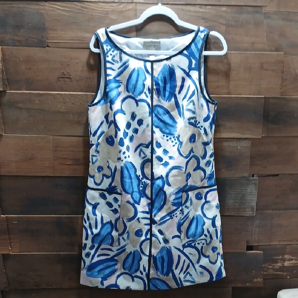 Lands' End Canvas Sleeveless Dress with Floral Pattern